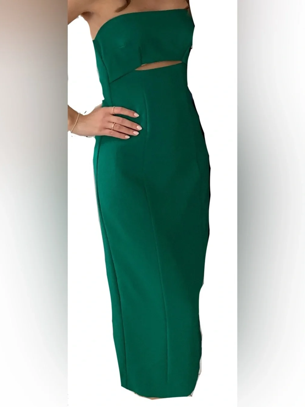 Dynamite Emerald Green Strapless Peek-a-boo Dress - Picture 3 of 4